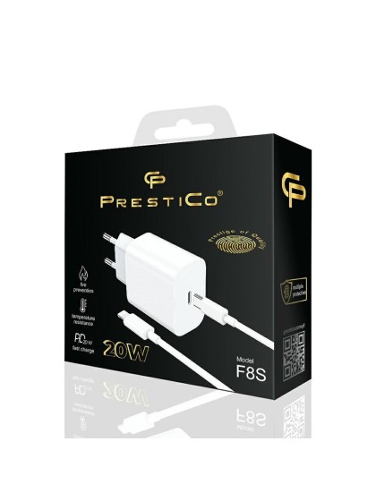 PRESTICO F8S ADAPTOR  USB/C-C 20W  WHITE
